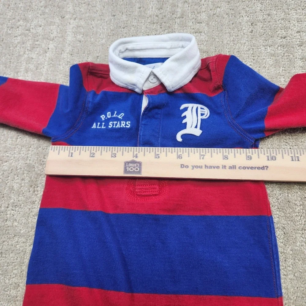 Ralph Lauren Rugby Coverall Romper Kids 12 Months‎ Polo All Stars Chunky Striped
